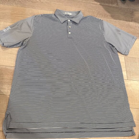 PETER MILLAR MENS SUMMER COMFORT BLACK STRIPE GOLF POLO SHIRT DRI FIT XL - Picture 1 of 9